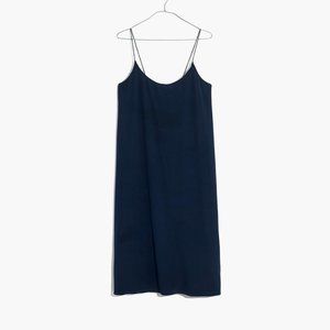 Madewell Deep Navy Blue Silk Tie-Back Slip Dress Size 6 Medium NWT